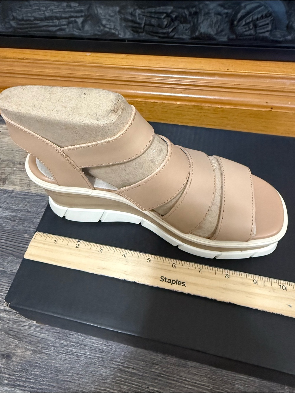 Sorel Joanie III Ankle strap beige cream wedge chunky Y2K 7.5 new in box - Picture 9 of 9